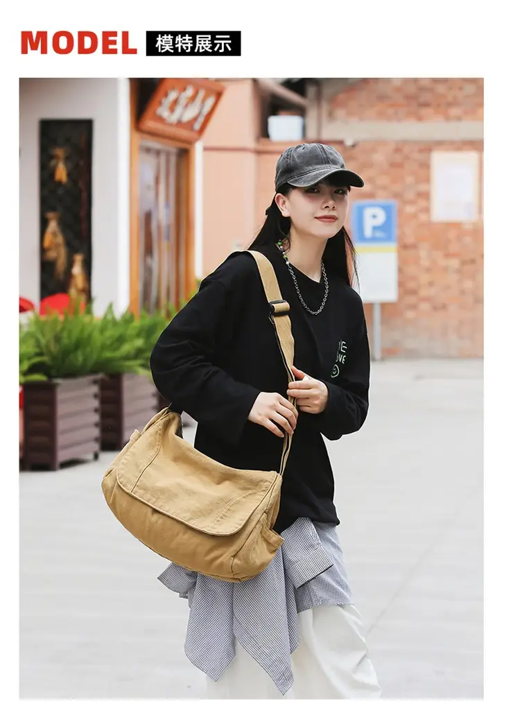 Washed Canvas Crossbody Bag Men Japanese Style Large Capacity — feature 7