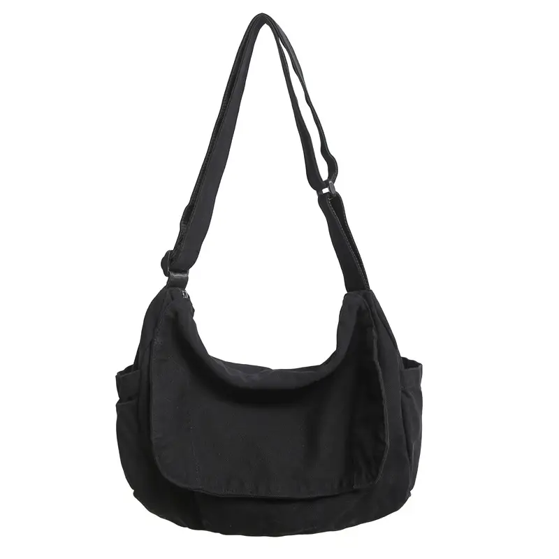 Washed Canvas Crossbody Bag Men Japanese Style Large Capacity - Image 2