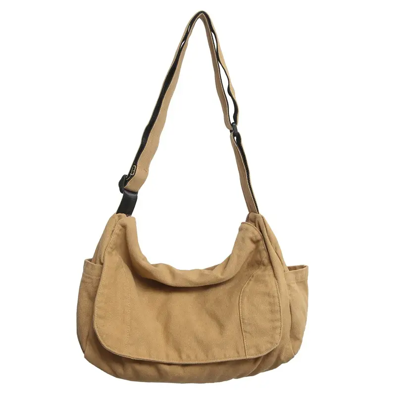 Washed Canvas Crossbody Bag Men Japanese Style Large Capacity - Image 3