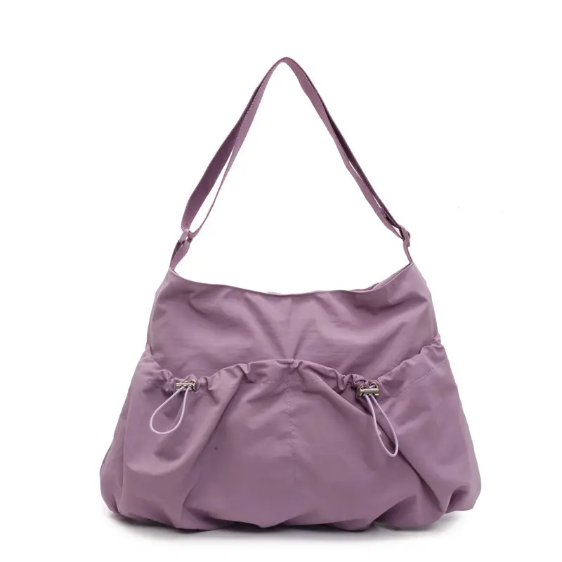 Women's Large Capacity Zip Pleated Shoulder Bag Black - Image 3