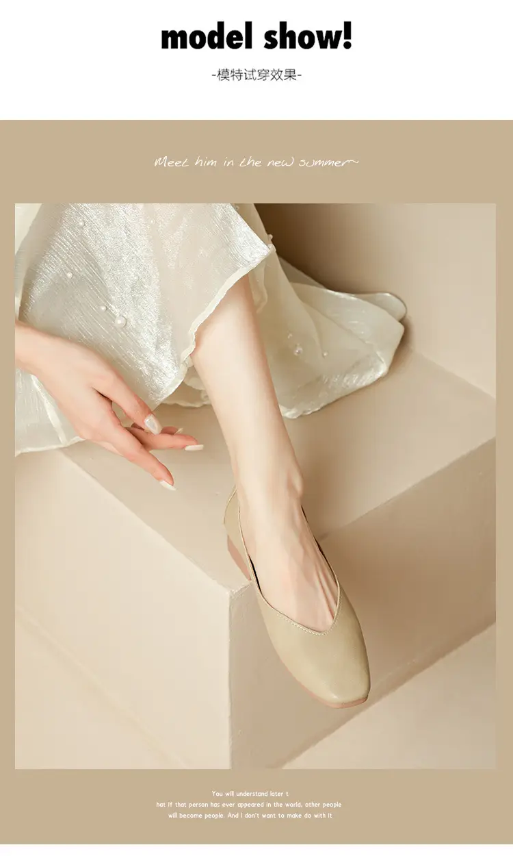 Square-Toe Single Shoes for Women with Chunky Heels, 2025 New Fairy-Style Shallow Mid-Heel Shoes, Mother's Size Women's Shoes, Versatile Granny Shoes — feature 9