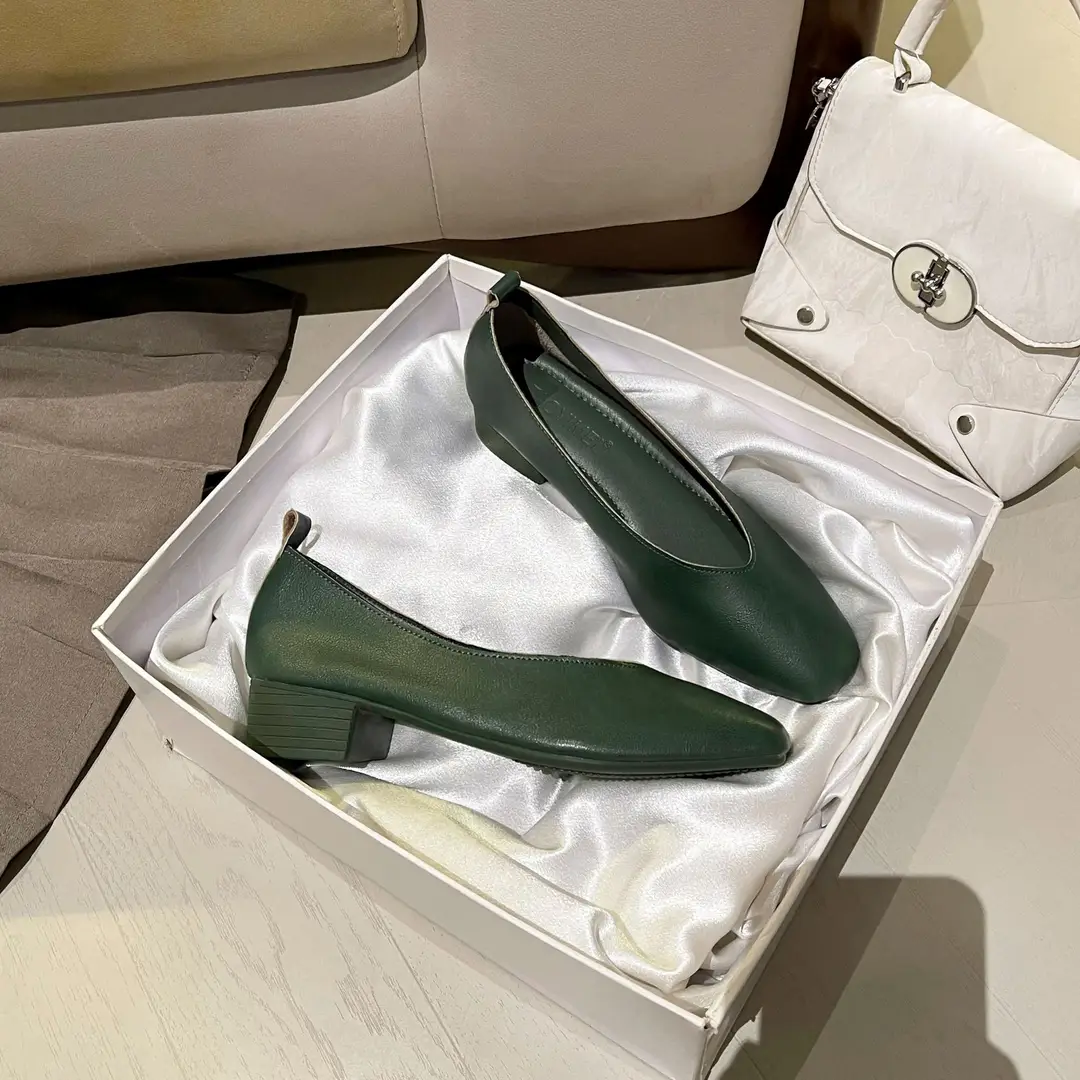 Square-Toe Single Shoes for Women with Chunky Heels, 2025 New Fairy-Style Shallow Mid-Heel Shoes, Mother's Size Women's Shoes, Versatile Granny Shoes - Image 10