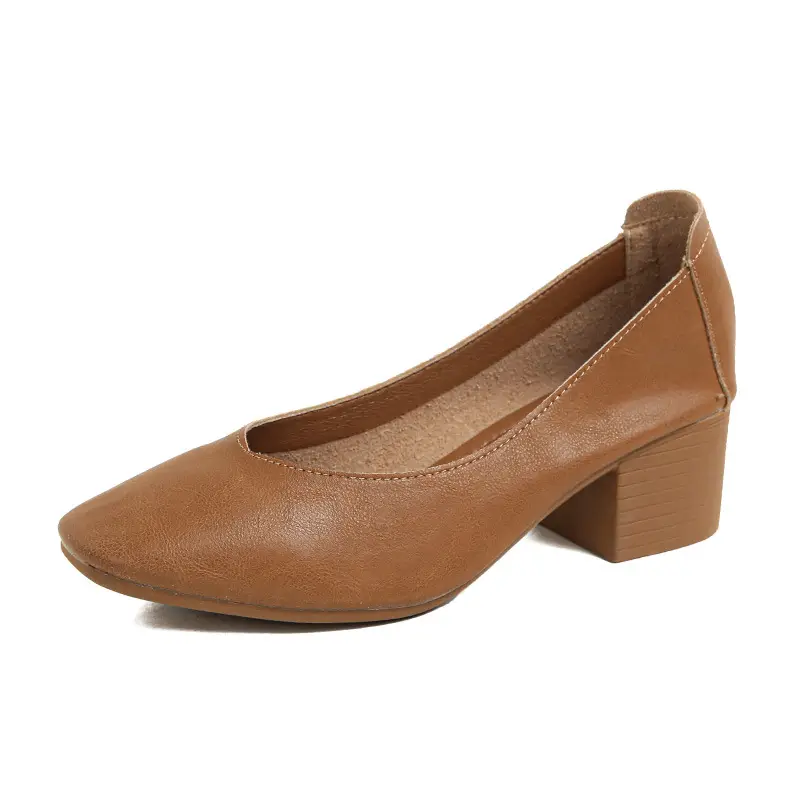 Square-Toe Single Shoes for Women with Chunky Heels, 2025 New Fairy-Style Shallow Mid-Heel Shoes, Mother's Size Women's Shoes, Versatile Granny Shoes - Image 13