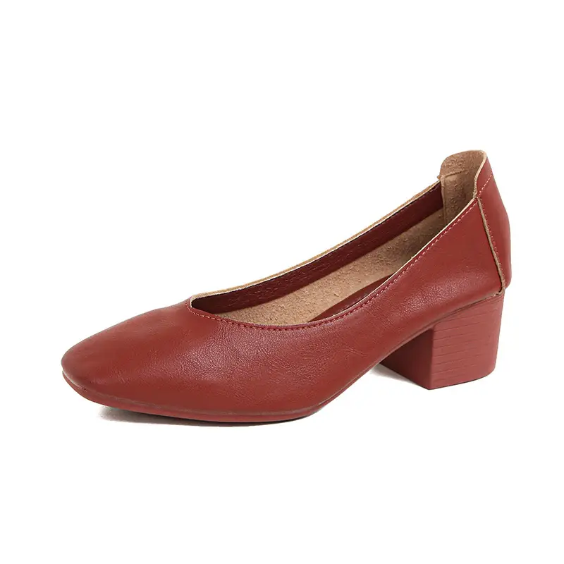 Square-Toe Single Shoes for Women with Chunky Heels, 2025 New Fairy-Style Shallow Mid-Heel Shoes, Mother's Size Women's Shoes, Versatile Granny Shoes - Image 14