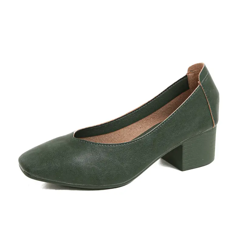 Square-Toe Single Shoes for Women with Chunky Heels, 2025 New Fairy-Style Shallow Mid-Heel Shoes, Mother's Size Women's Shoes, Versatile Granny Shoes - Image 15