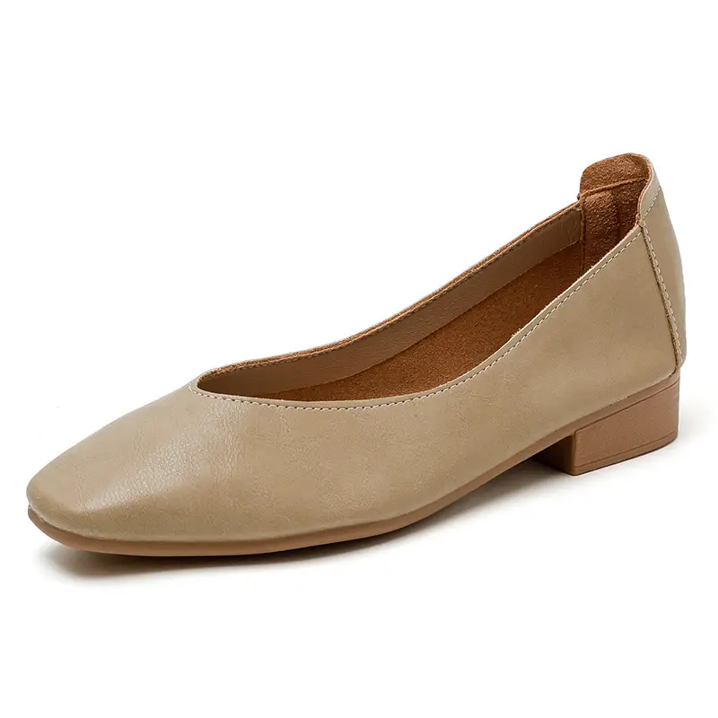 Square-Toe Single Shoes for Women with Chunky Heels, 2025 New Fairy-Style Shallow Mid-Heel Shoes, Mother's Size Women's Shoes, Versatile Granny Shoes - Image 2