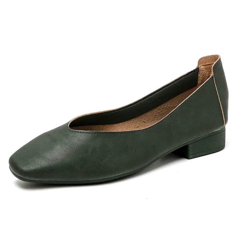 Square-Toe Single Shoes for Women with Chunky Heels, 2025 New Fairy-Style Shallow Mid-Heel Shoes, Mother's Size Women's Shoes, Versatile Granny Shoes - Image 5