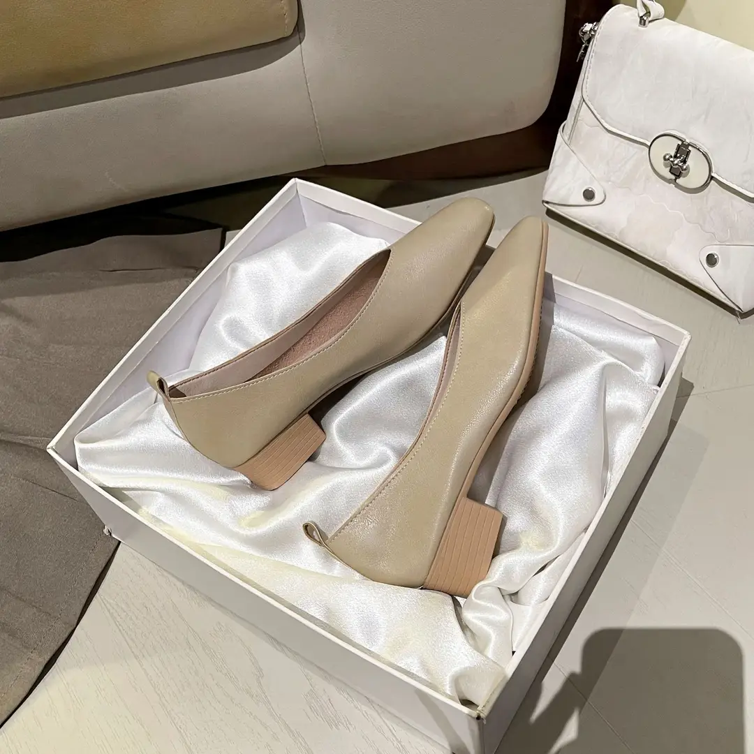 Square-Toe Single Shoes for Women with Chunky Heels, 2025 New Fairy-Style Shallow Mid-Heel Shoes, Mother's Size Women's Shoes, Versatile Granny Shoes - Image 7
