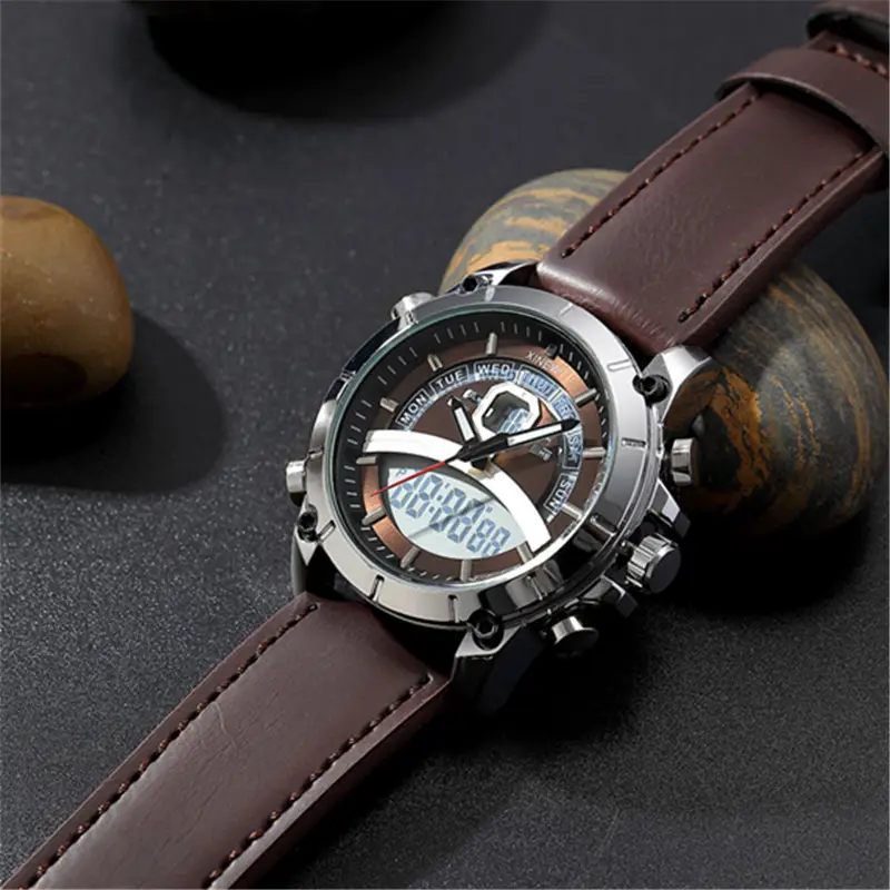 Men's Digital Display Watch with Black Silicone Band — feature 4