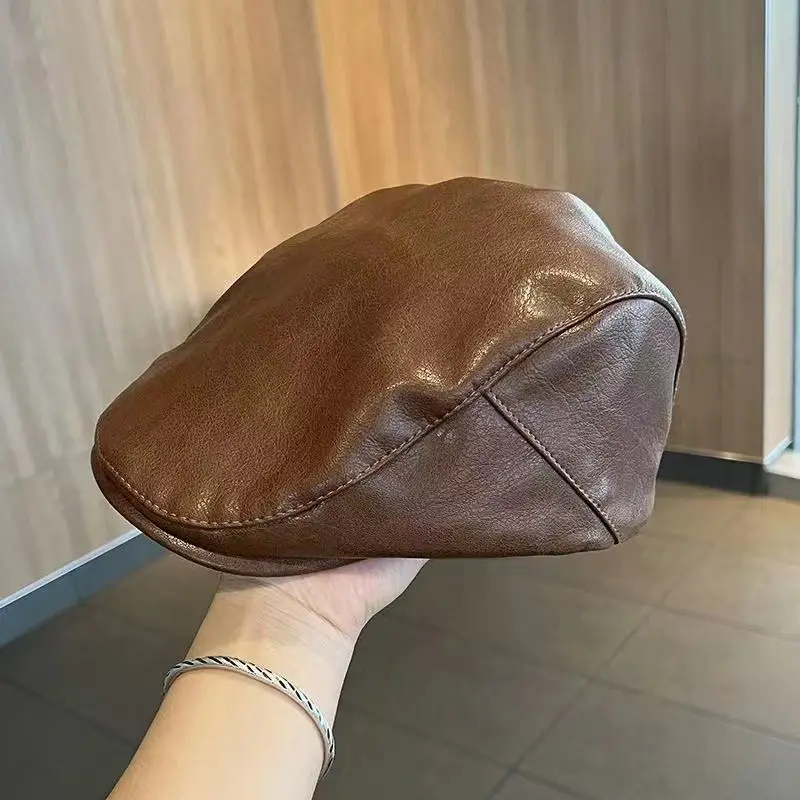 Black PU Leather Anti-Wear Cap for Men Winter - Image 5