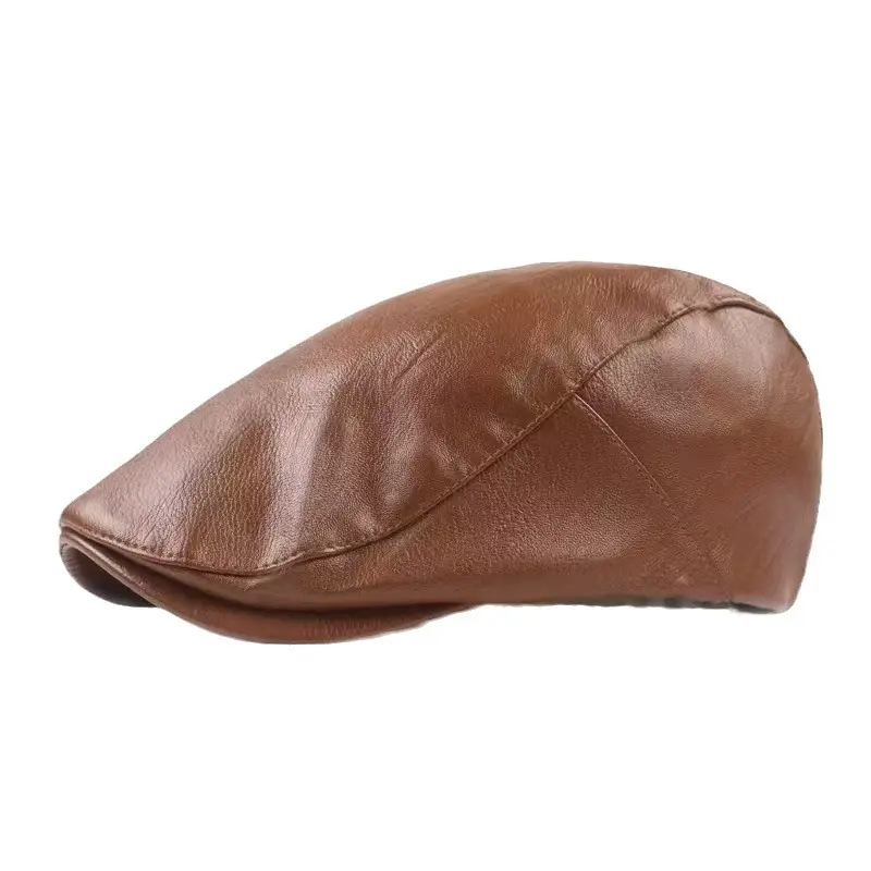 Black PU Leather Anti-Wear Cap for Men Winter - Image 8
