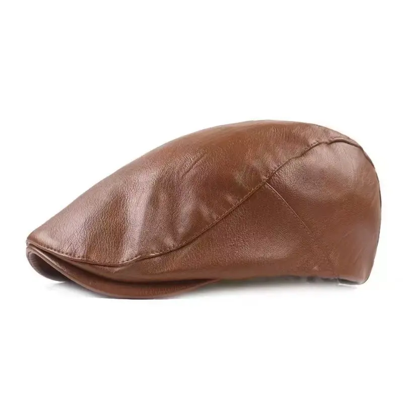 Black PU Leather Anti-Wear Cap for Men Winter — feature 6