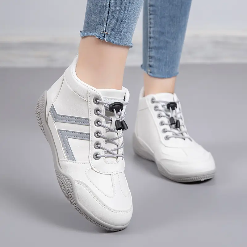 Women White Casual Sneakers with Blue Red Logo