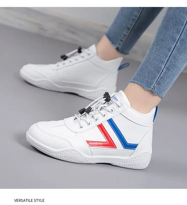 Women White Casual Sneakers with Blue Red Logo — feature 15