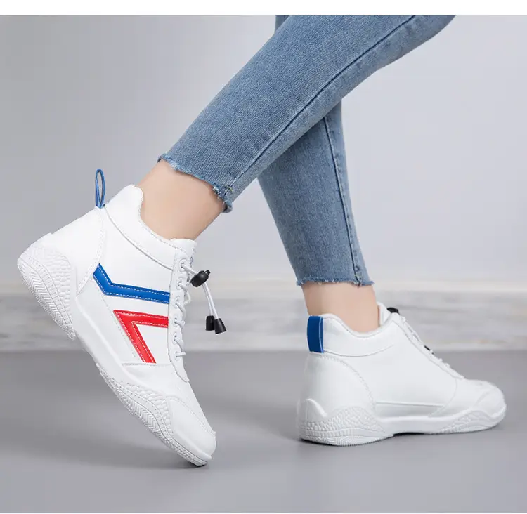 Women White Casual Sneakers with Blue Red Logo — feature 17