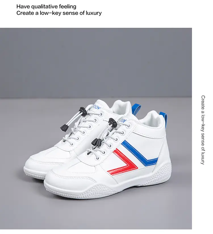 Women White Casual Sneakers with Blue Red Logo — feature 22