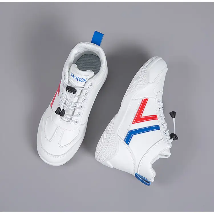 Women White Casual Sneakers with Blue Red Logo — feature 24