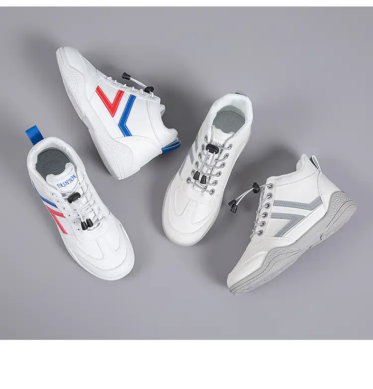 Women White Casual Sneakers with Blue Red Logo — feature 28