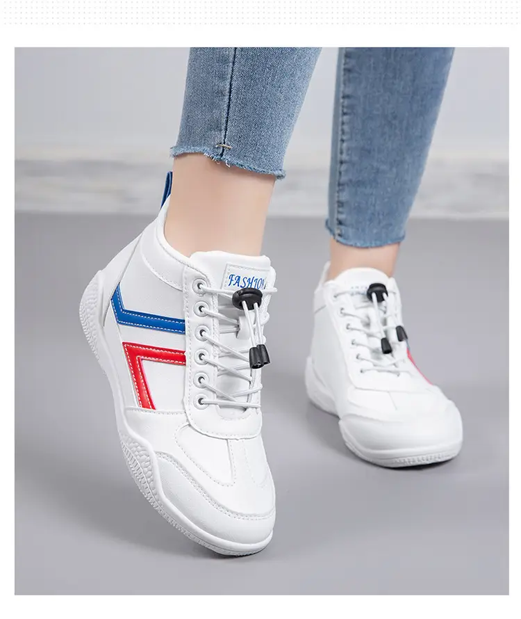 Women White Casual Sneakers with Blue Red Logo — feature 5