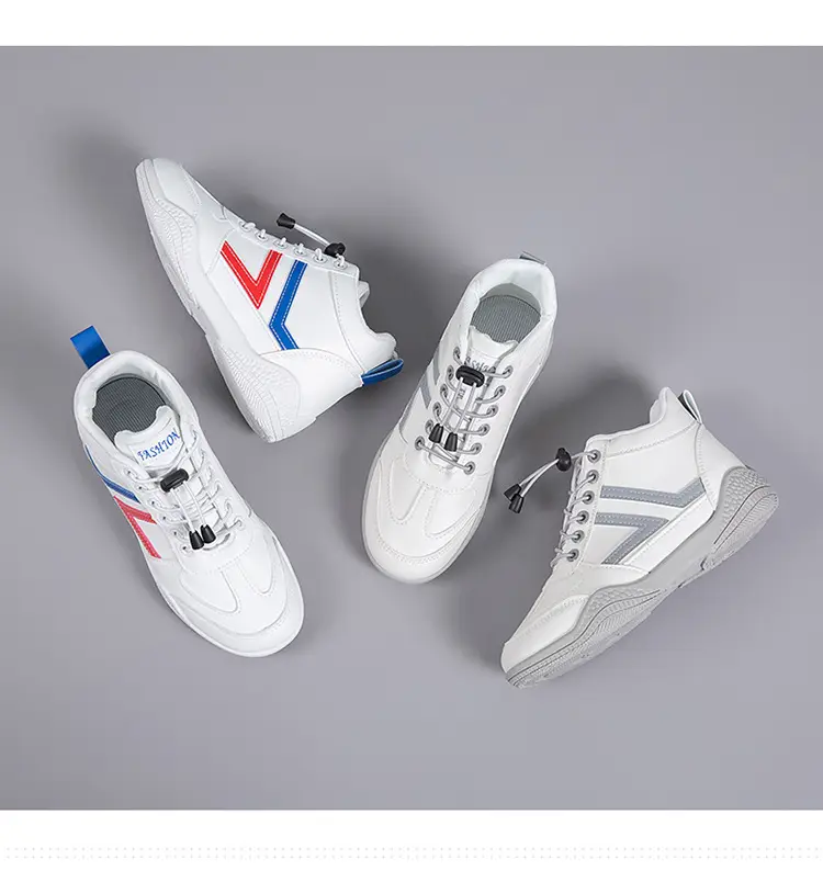 Women White Casual Sneakers with Blue Red Logo — feature 6