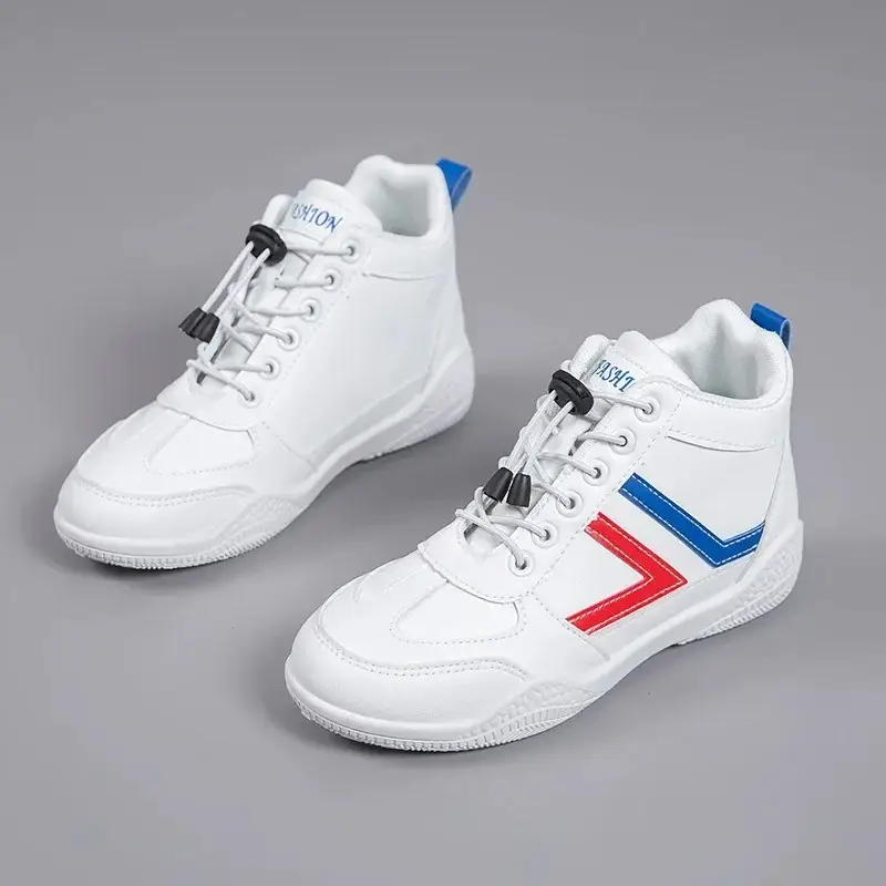 Women White Casual Sneakers with Blue Red Logo