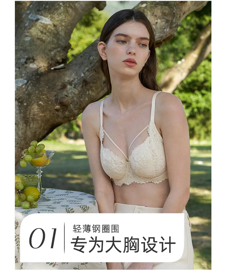 White Lace Full Cup Anti-Bump Bra for Women — feature 3