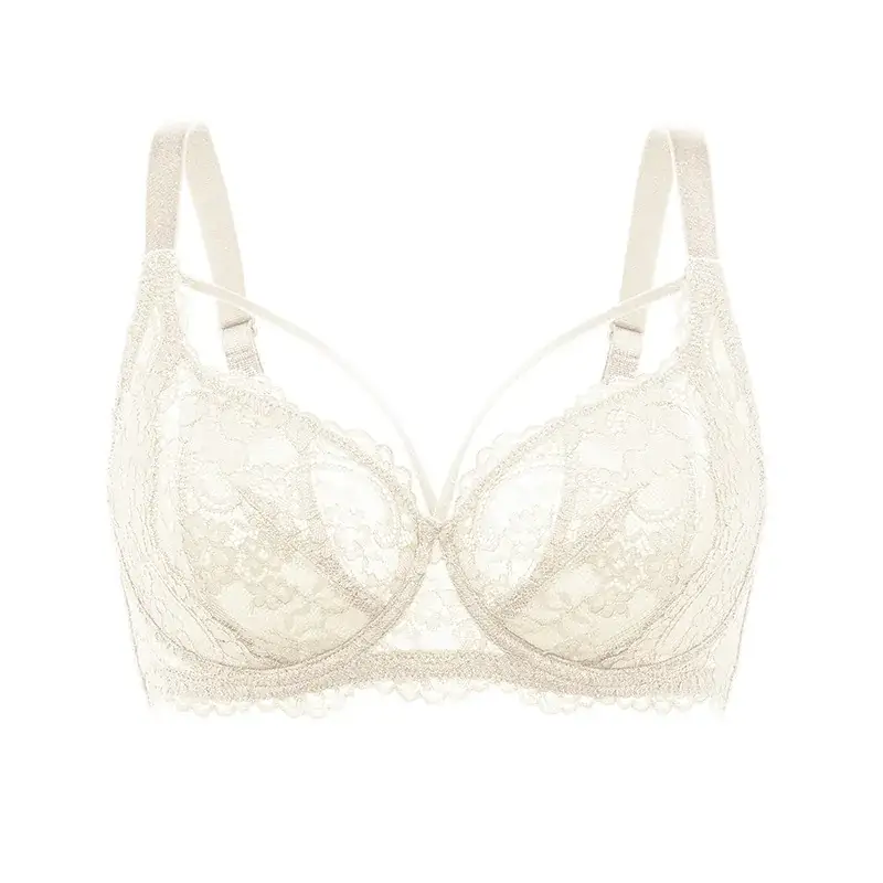 White Lace Full Cup Anti-Bump Bra for Women