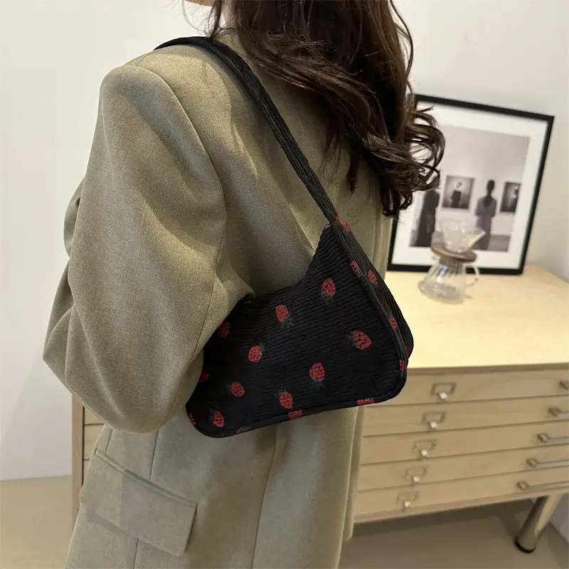 Japanese Style Strawberry Print Shoulder Bag for Girls