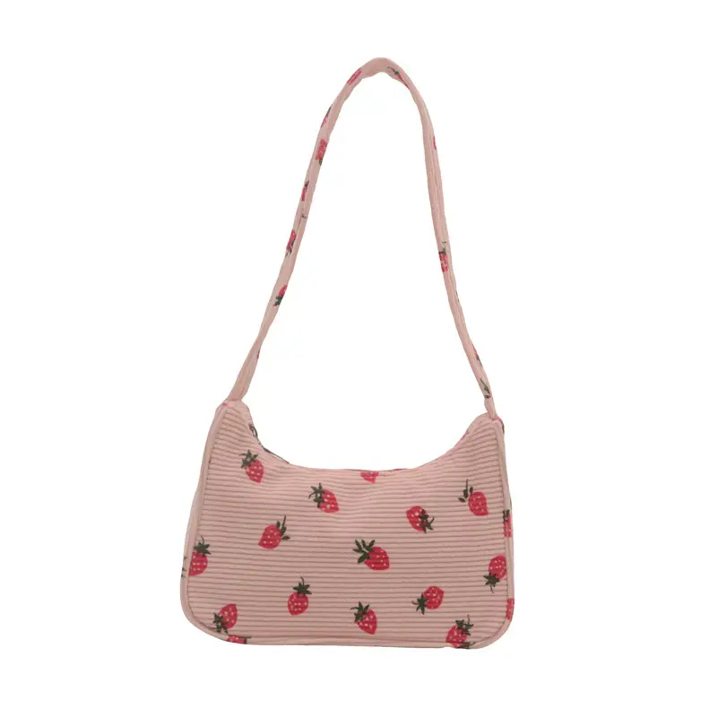 Japanese Style Strawberry Print Shoulder Bag for Girls