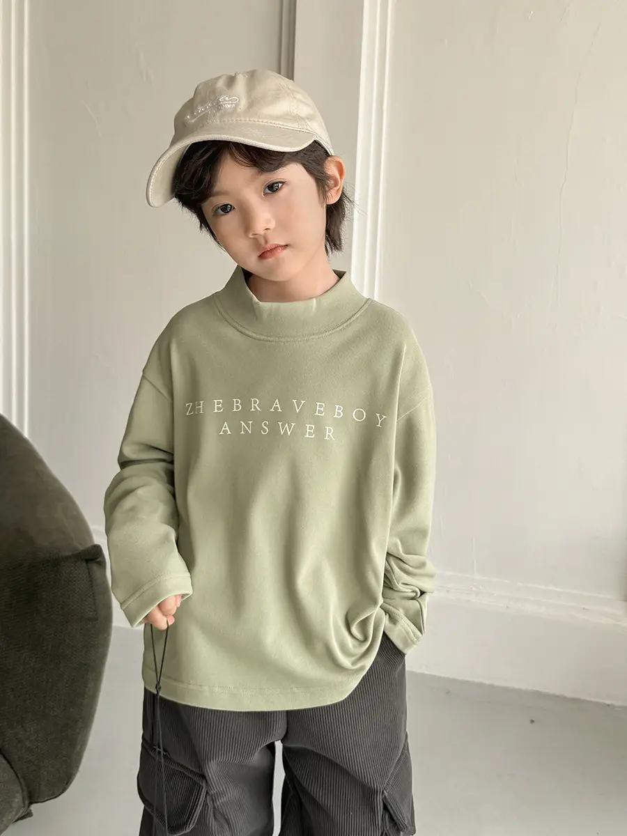 2025 Boys Long Sleeve T-Shirt Brown Half Turtleneck - Image 9