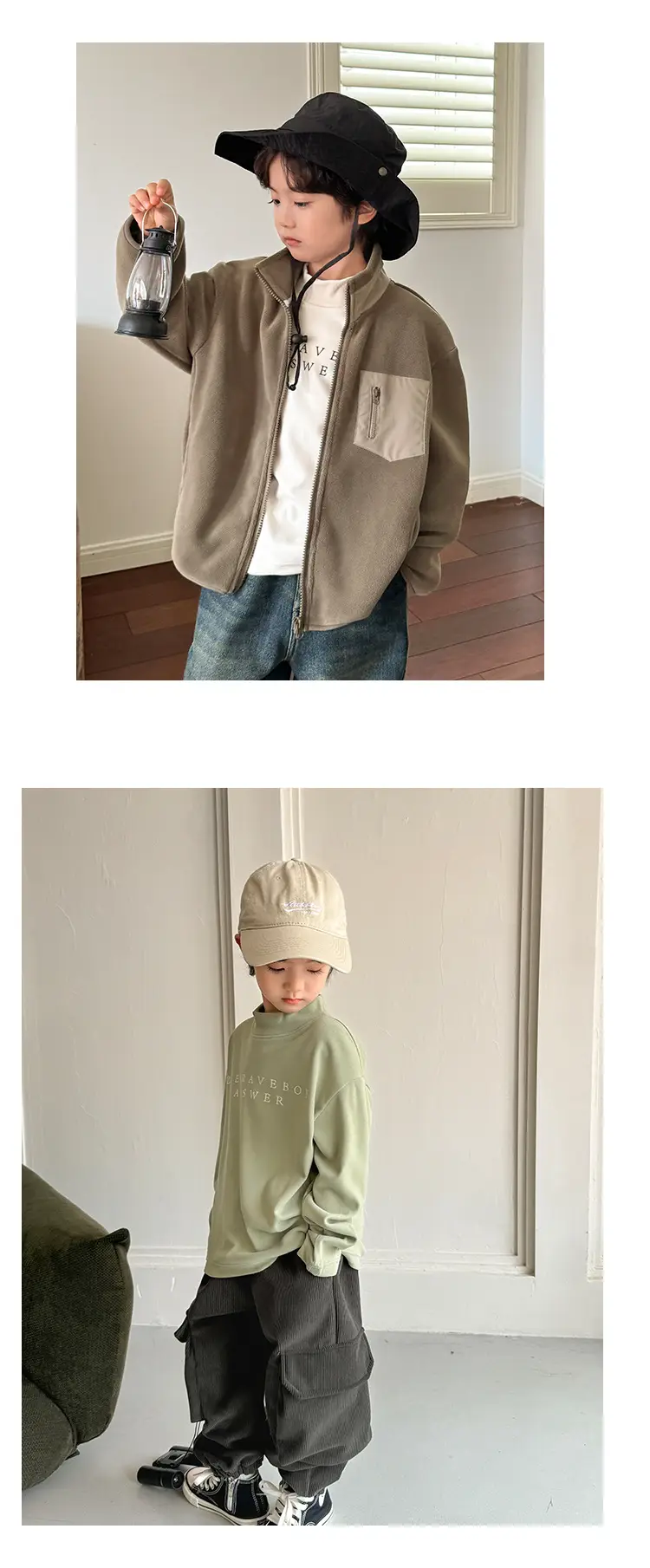 2025 Boys Long Sleeve T-Shirt Brown Half Turtleneck — feature 20