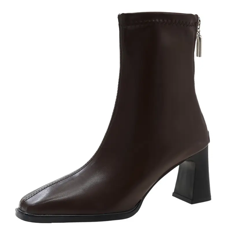 French British Style Short Boots for Women with Thick Heels Wholesale New Autumn and Winter Fashion Versatile Retro Slim High Heel Short Boots for Women - Image 7