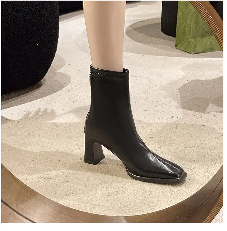 French British Style Short Boots for Women with Thick Heels Wholesale New Autumn and Winter Fashion Versatile Retro Slim High Heel Short Boots for Women — feature 6