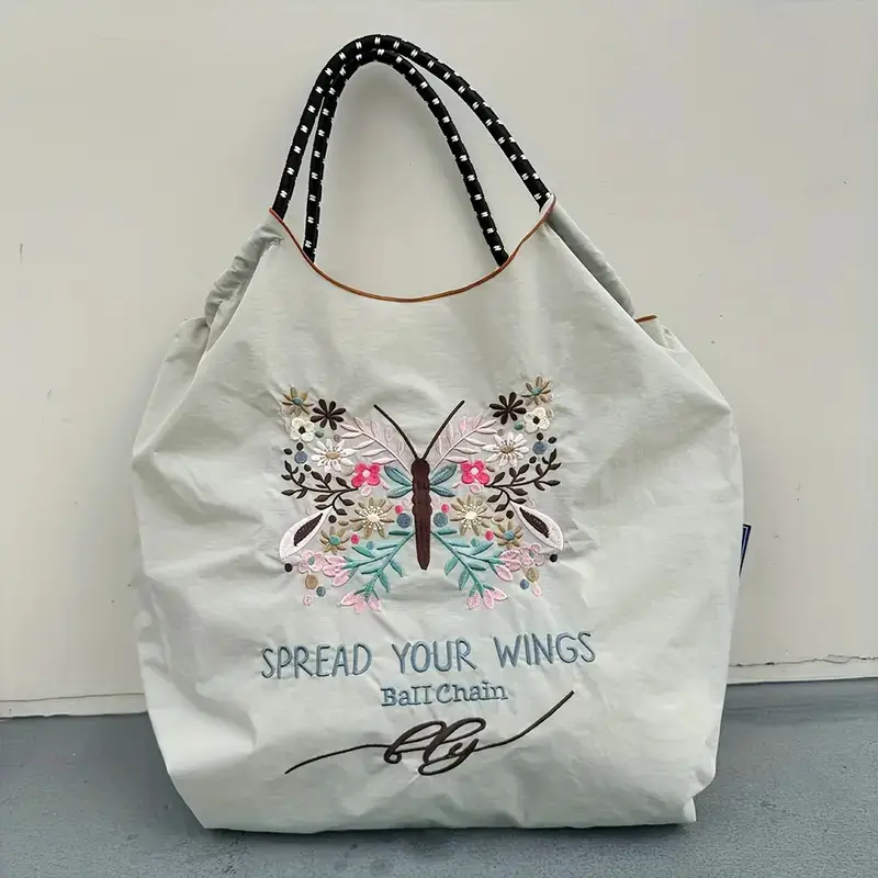 Japanese Embroidered Floral Shoulder Bag Black - Image 29