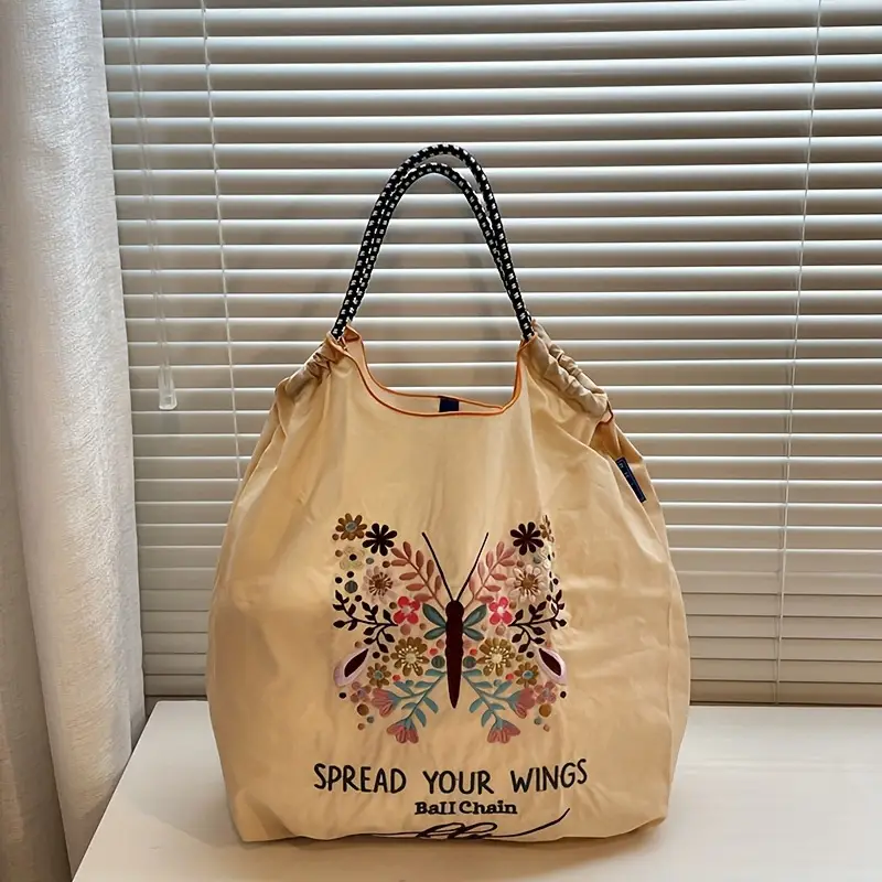 Japanese Embroidered Floral Shoulder Bag Black - Image 32