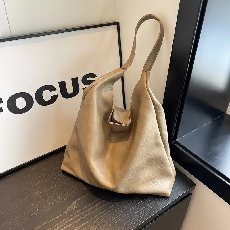 Women's New Autumn Winter Tote Bag Large Capacity Beige - Image 6