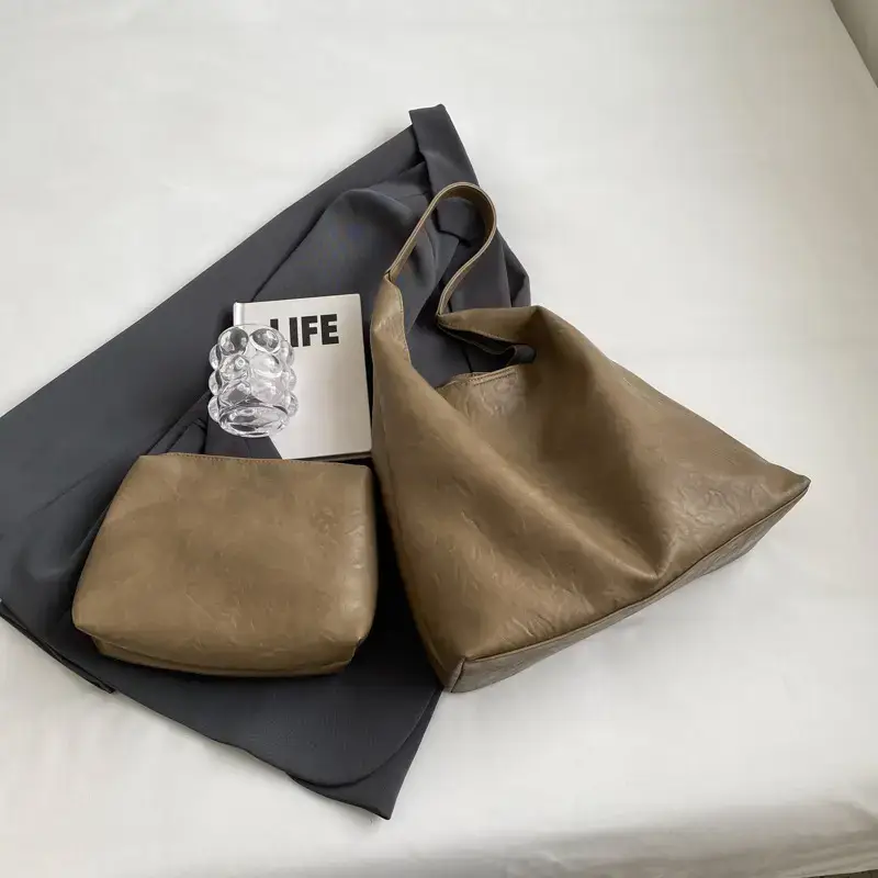Women's New Autumn Winter Tote Bag Large Capacity Beige - Image 2