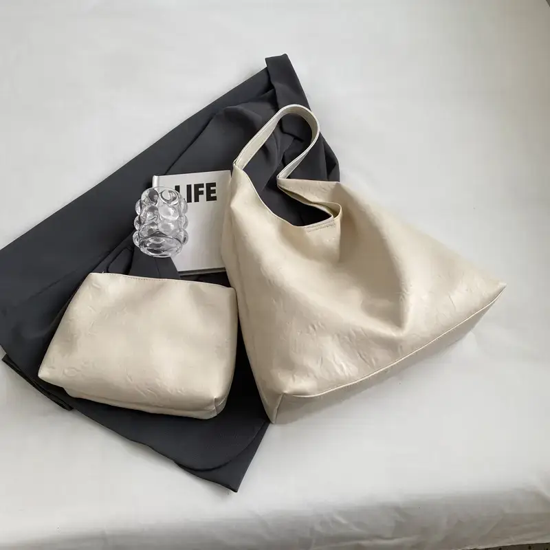 Women's New Autumn Winter Tote Bag Large Capacity Beige - Image 5