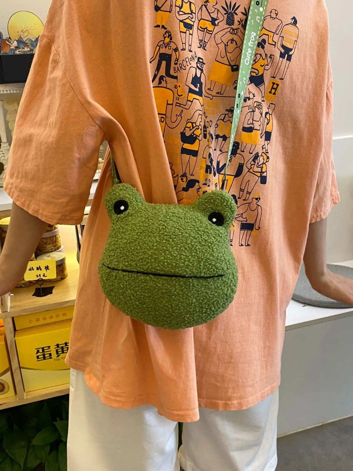 Green Frog Plush Messenger Bag for Boys - Image 6