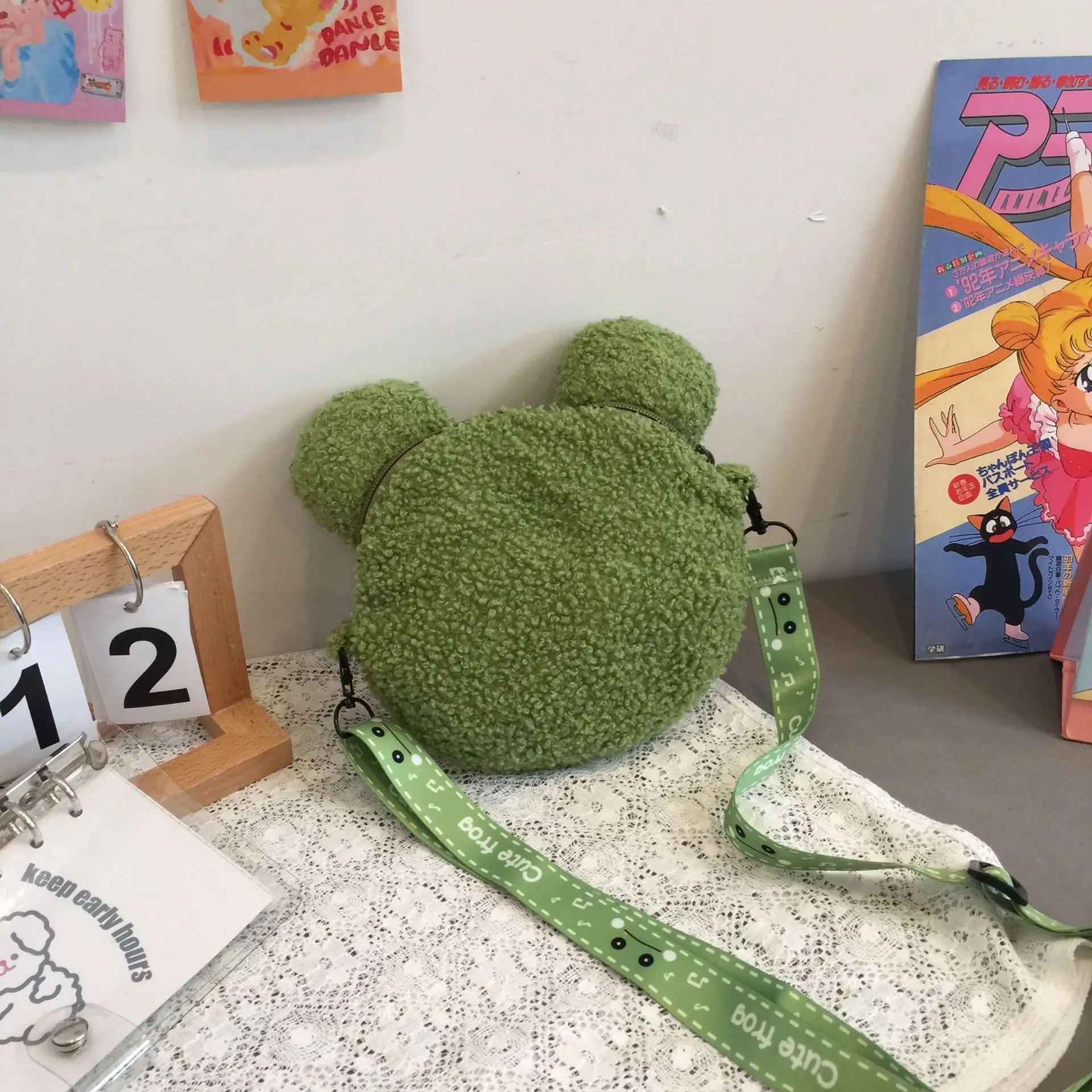 Green Frog Plush Messenger Bag for Boys — feature 15