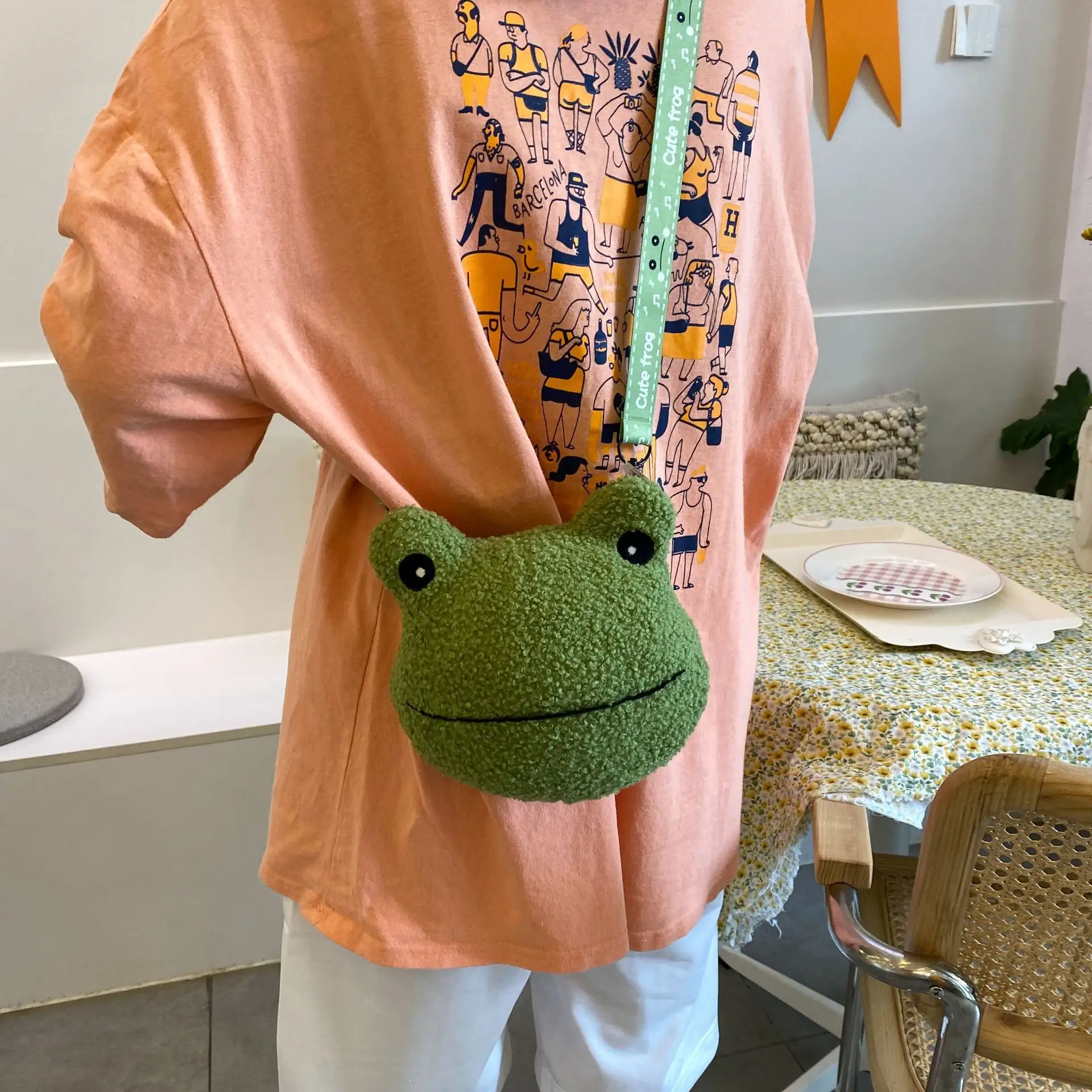 Green Frog Plush Messenger Bag for Boys — feature 20