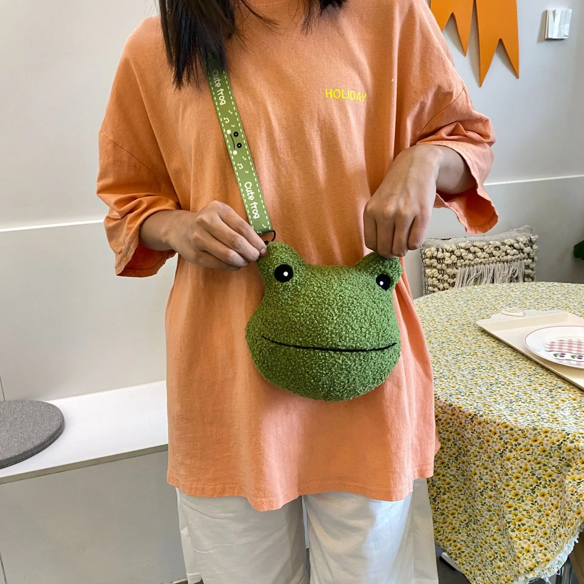 Green Frog Plush Messenger Bag for Boys — feature 21