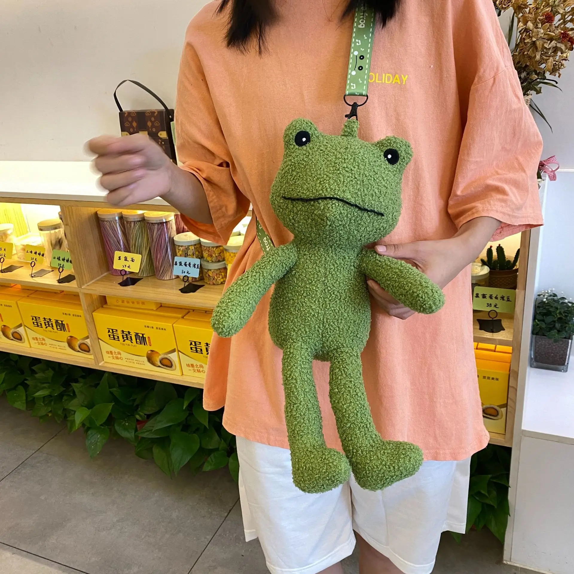 Green Frog Plush Messenger Bag for Boys — feature 30