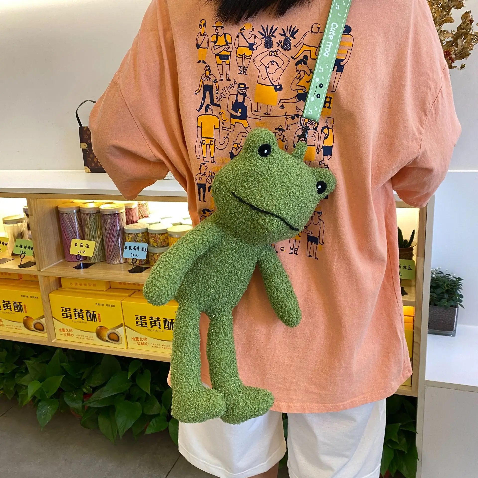 Green Frog Plush Messenger Bag for Boys — feature 32