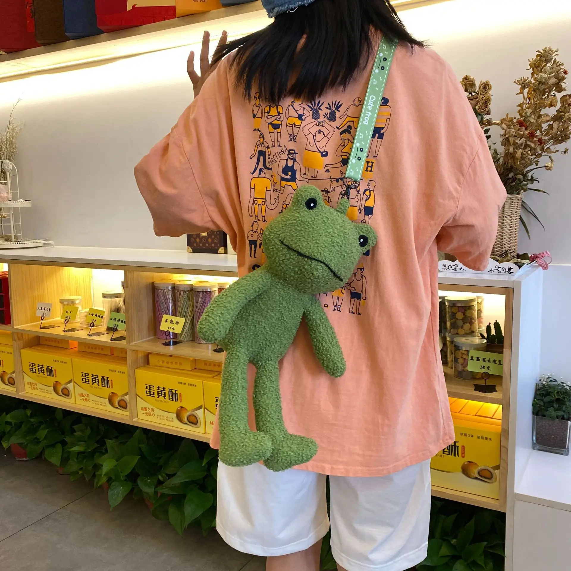 Green Frog Plush Messenger Bag for Boys — feature 33