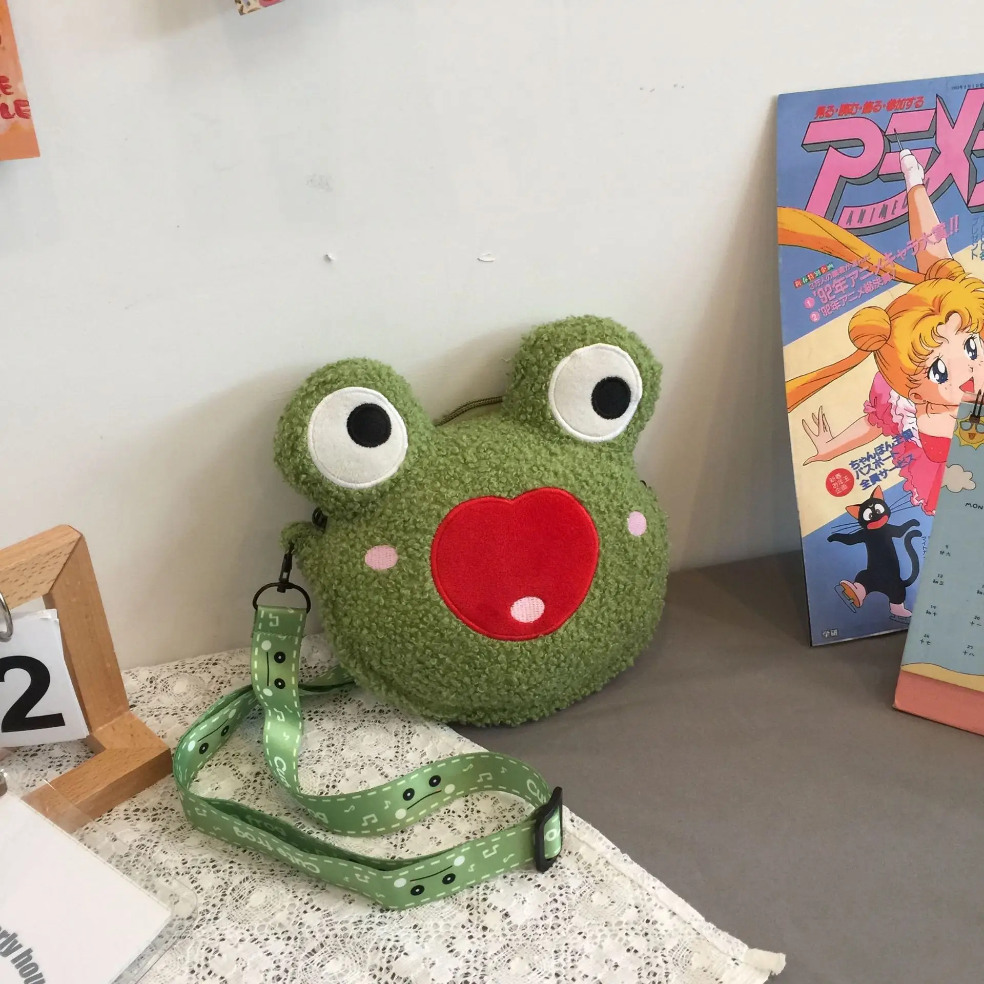 Green Frog Plush Messenger Bag for Boys — feature 36