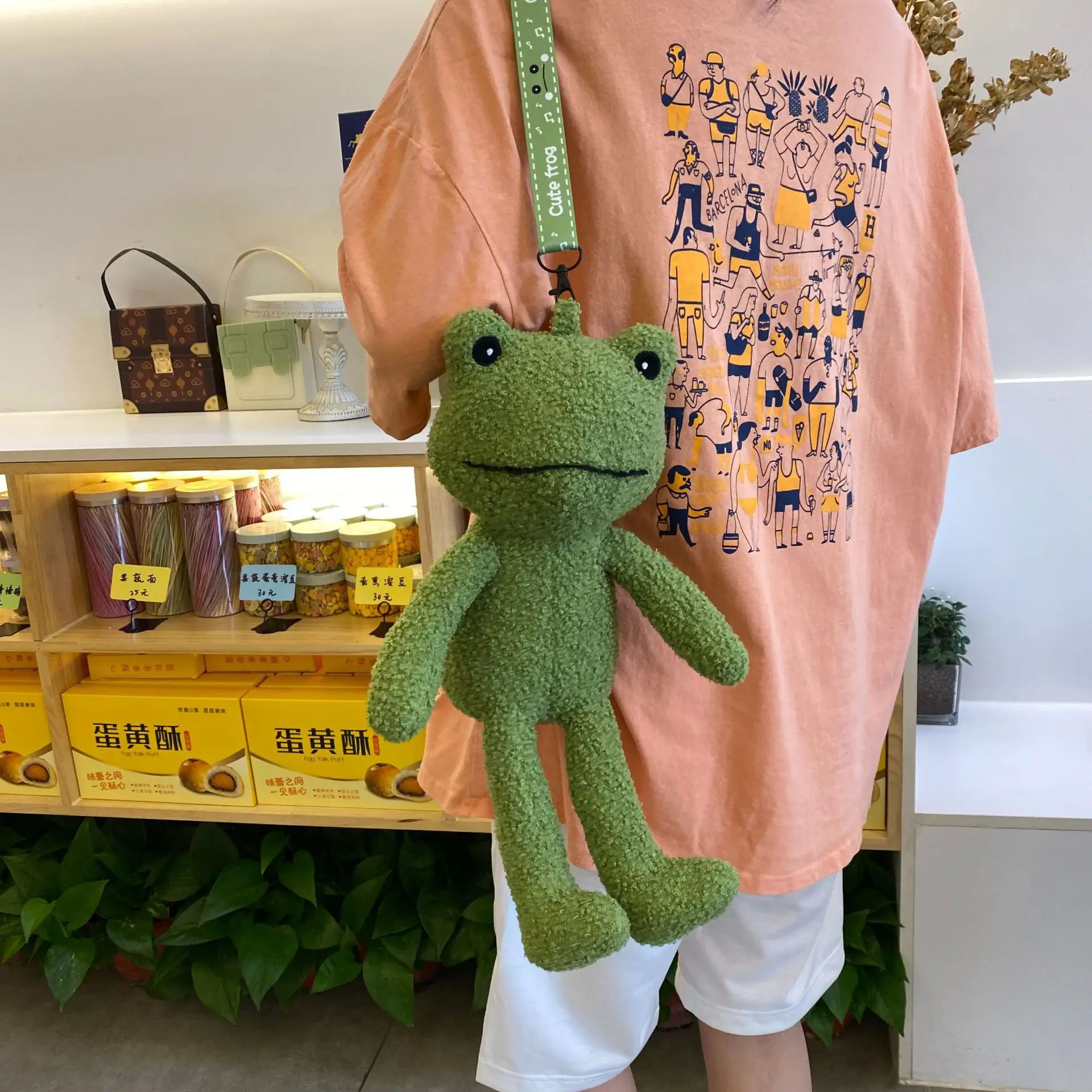 Green Frog Plush Messenger Bag for Boys — feature 4