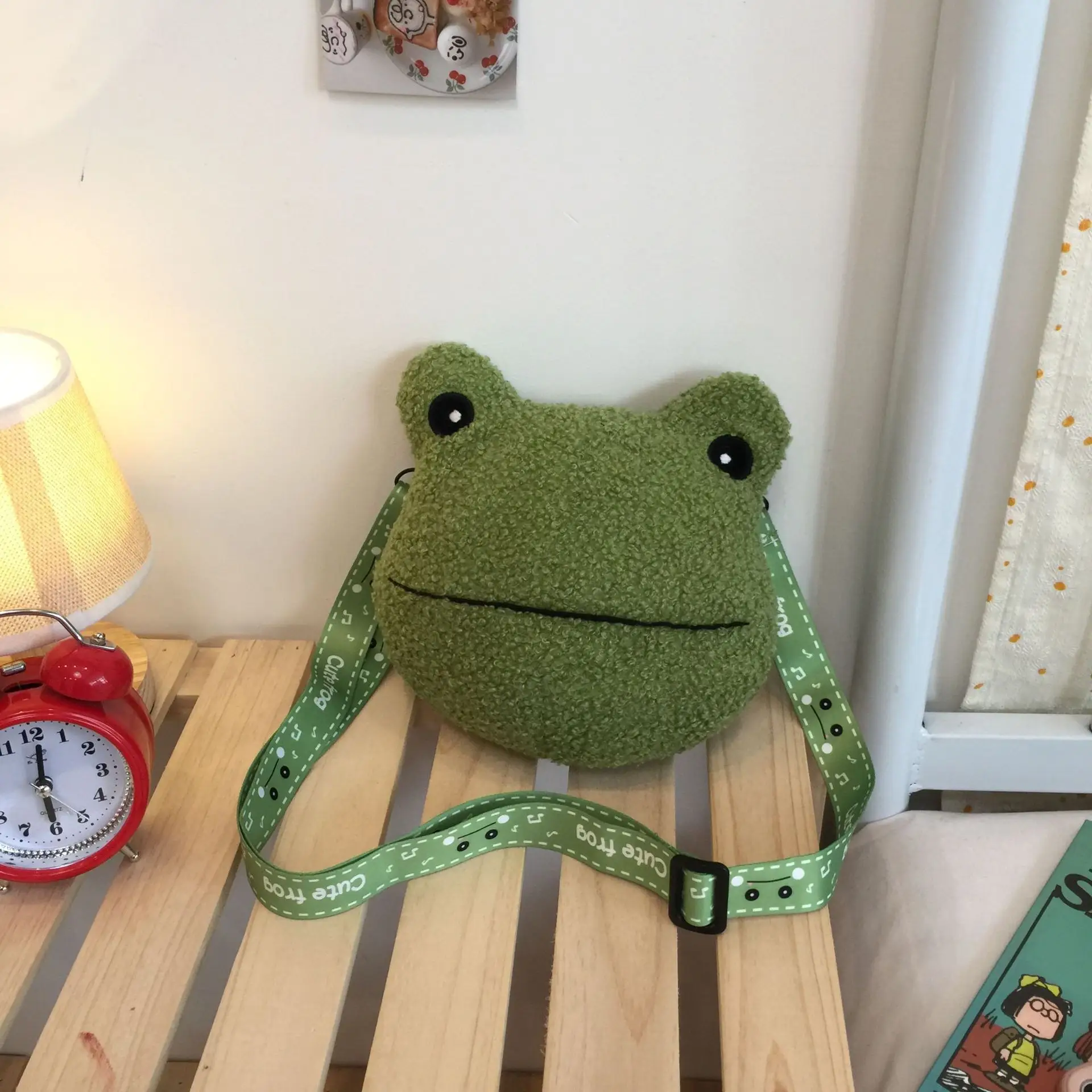 Green Frog Plush Messenger Bag for Boys — feature 40