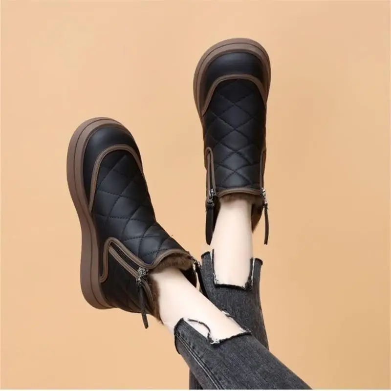 Women Fleece Lined Snow Boots Black Thick Winter - Image 5