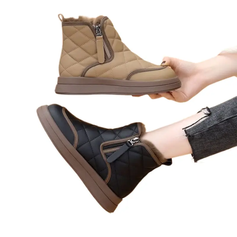 Women Fleece Lined Snow Boots Black Thick Winter - Image 7